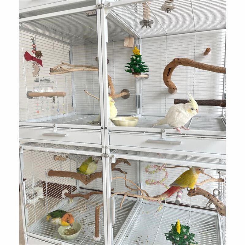 咖啡鹦魔方笼鹦鹉笼子大型分体双层鸟笼家用繁殖笼超大空间多层