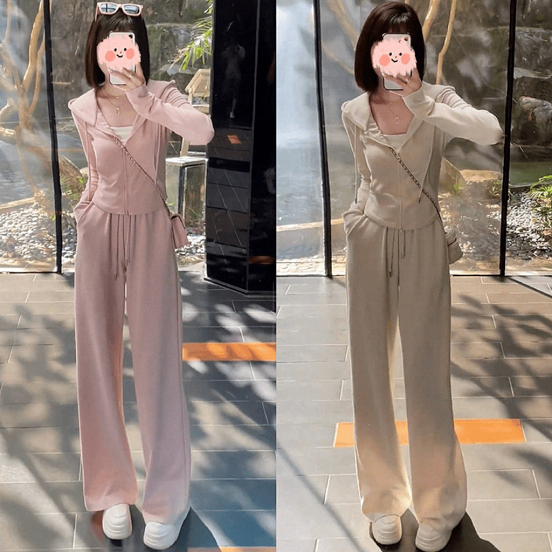 早春夏穿搭小个子显高时尚粉色运动套装2026新款女装夏装搭配一整