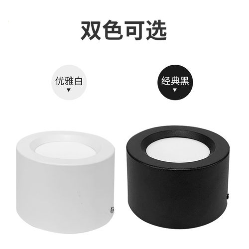 LED圆形明装筒灯商用吸顶吊线式免开孔6W12W玄关过道商场天花灯具