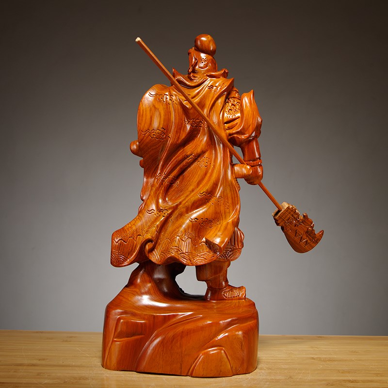 花梨木雕刻武财神关公像公司开业送礼摆件大号家居客厅装饰工艺品