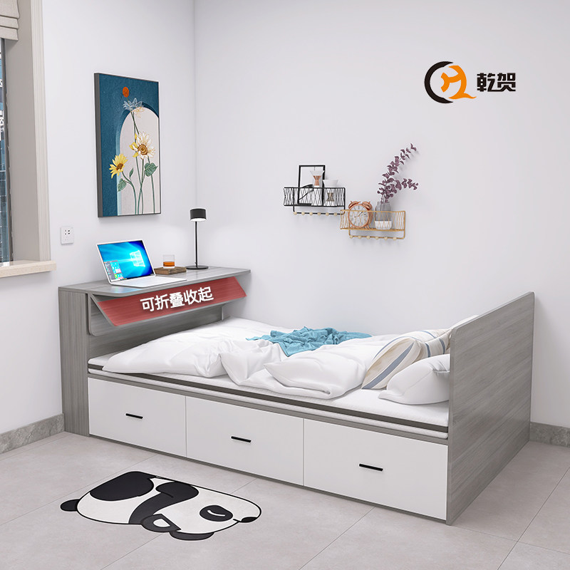 榻榻米带书桌一体床小户型多功能高箱体抽屉收纳单人省空间储物床