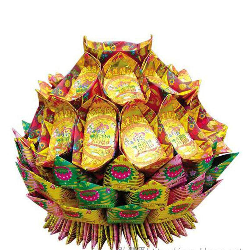 26*29文化用品彩色纸折叠特色手工艺品折纸九色元宝莲花座成品1个