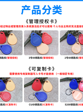 2号id卡钥匙扣模拟小区门禁卡智能锁感应卡cuid可复制卡ic卡定制