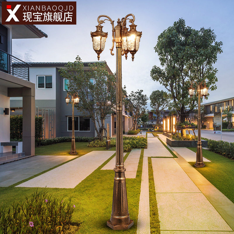 路灯欧式防水壁灯小区景观灯室外花园草坪庭院户外led复古高杆灯