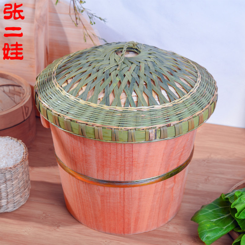 蒸饭木桶香春芽树杉木蒸笼甑子煮饭蒸米饭的木桶无漆胶家用一体款