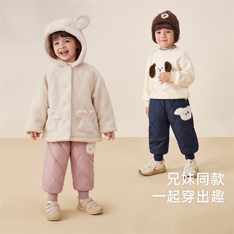 女童冬季棉裤宝宝卡通加绒加厚休闲裤小童秋冬夹棉裤儿童冬装女孩