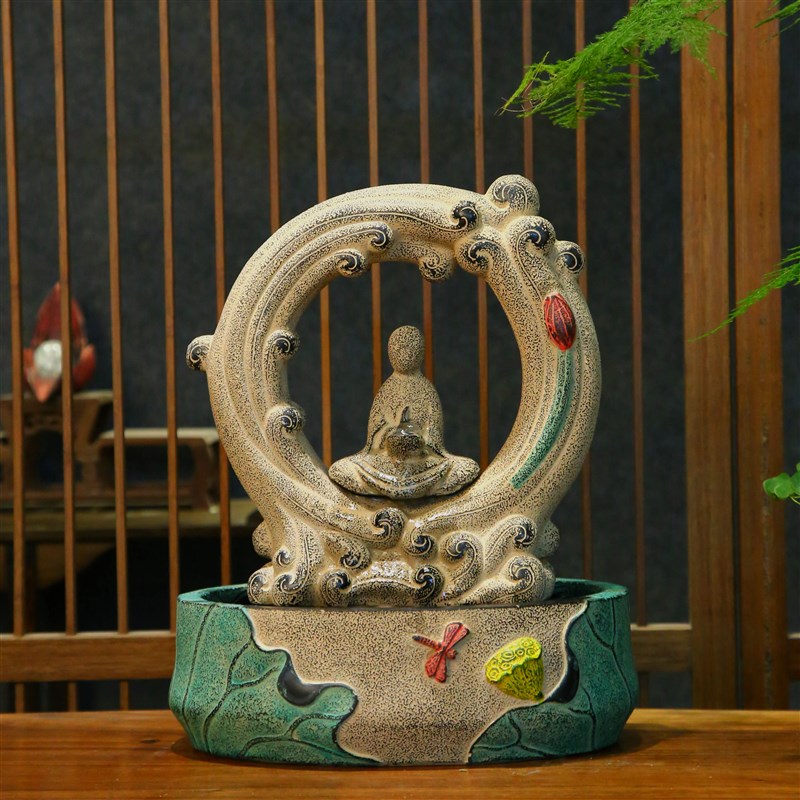 新中式禅意桌面循环流水摆件办公室茶室落地喷泉景观客厅招财装饰