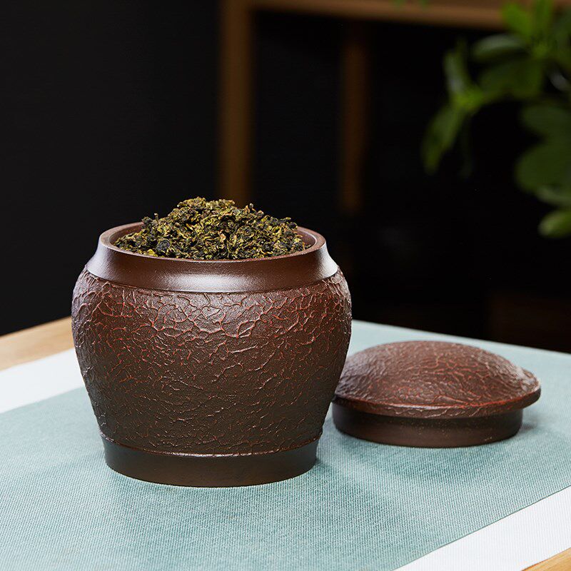 紫砂茶叶罐茶罐储茶罐粗陶密封罐一斤装茶具家用陶瓷普洱茶收纳盒
