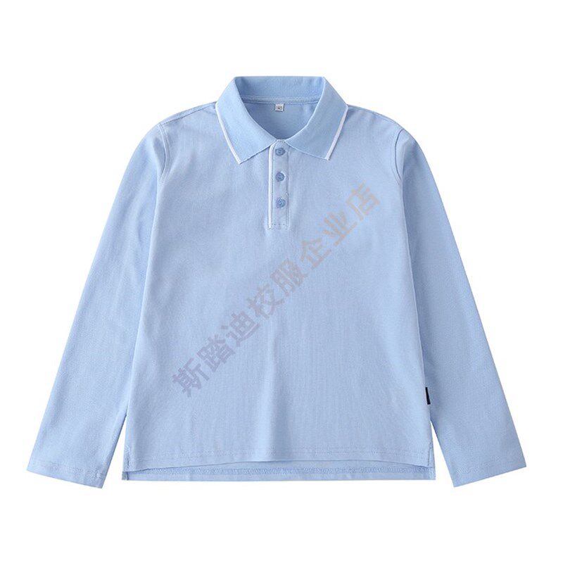 斯踏迪英伦风学院枣红长袖T恤 翻领POLO衫春秋季校服中小学生上衣