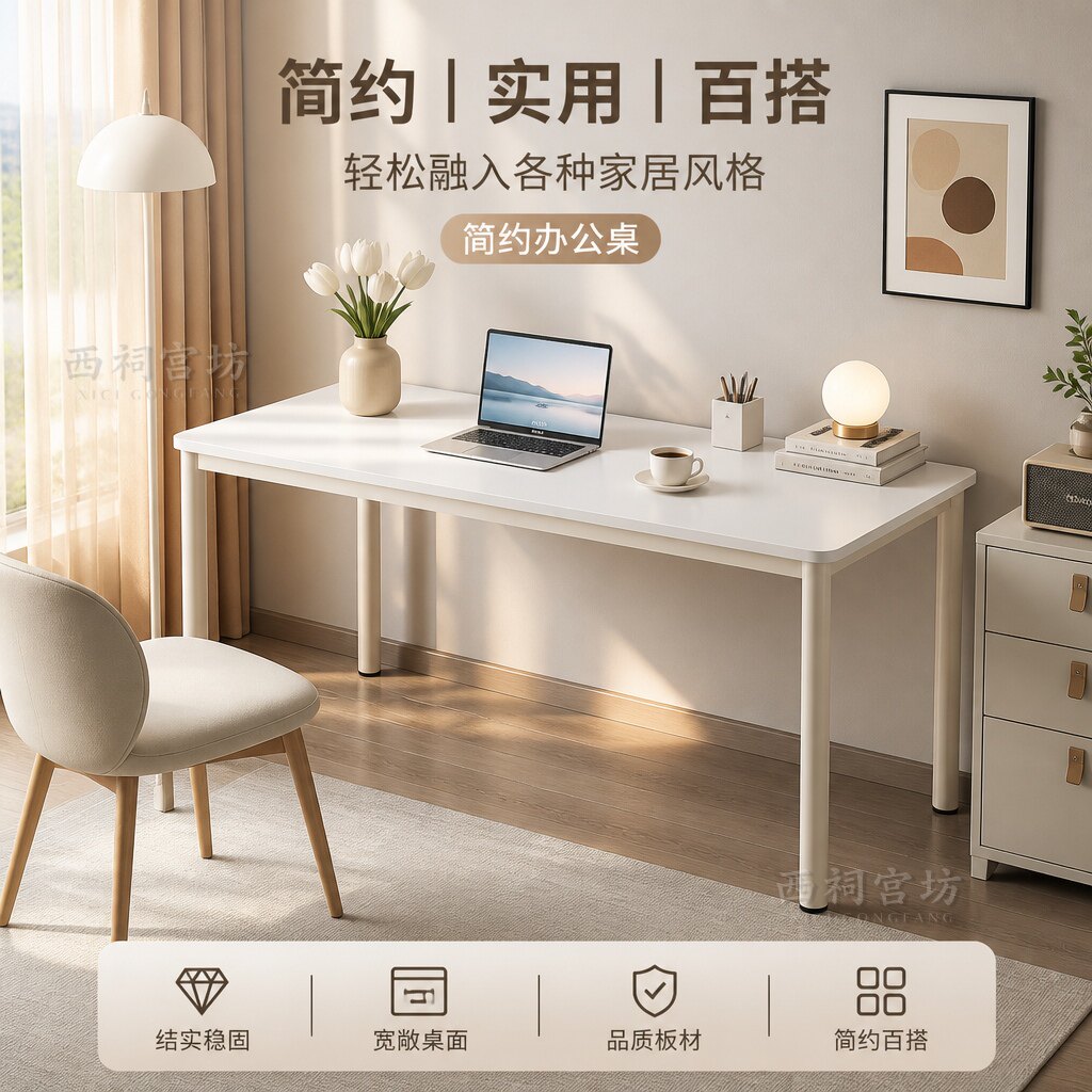 简约电脑桌台式家用现代桌子写字台简易学习桌钢木书桌双人办公桌