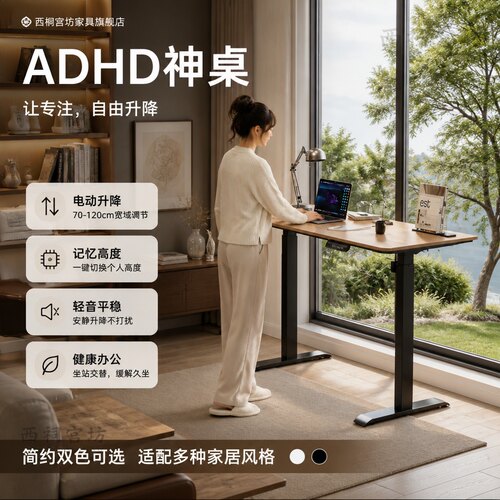 电动升降长方形家用办公电脑桌