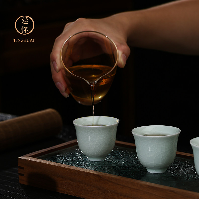 廷怀窑汝窑功夫茶具套组中式风格四人用茶具 玉青釉与卵青茶具组