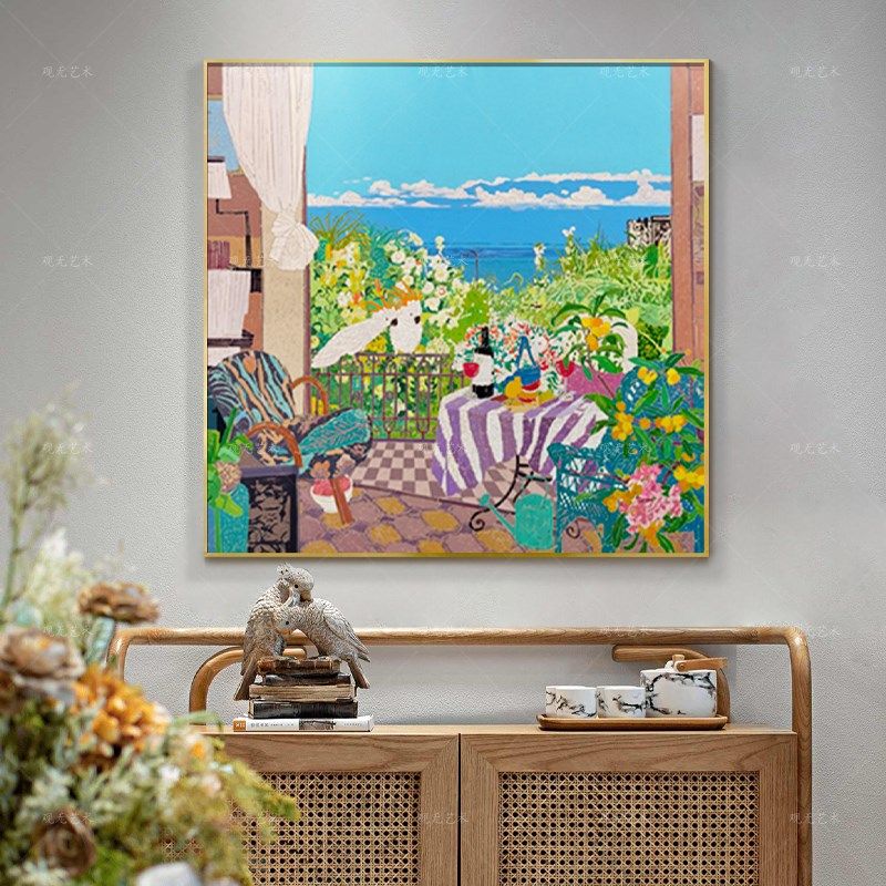 观无原作版画高连保新作好想和你吹吹风客厅玄关沙发背景墙装饰画