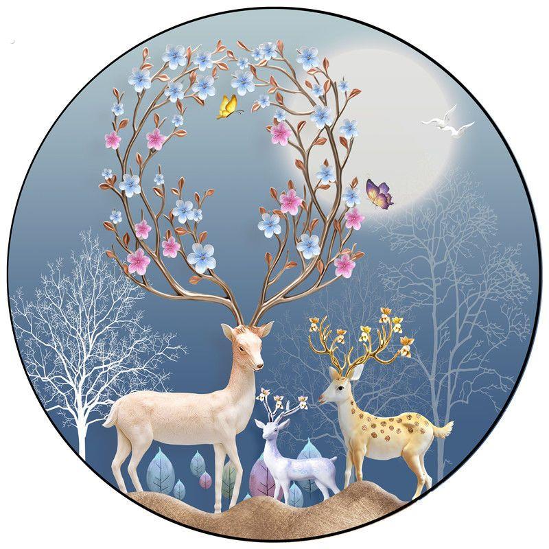 简约现代装饰画客厅餐厅圆形壁画玄关网红墙贴自粘画