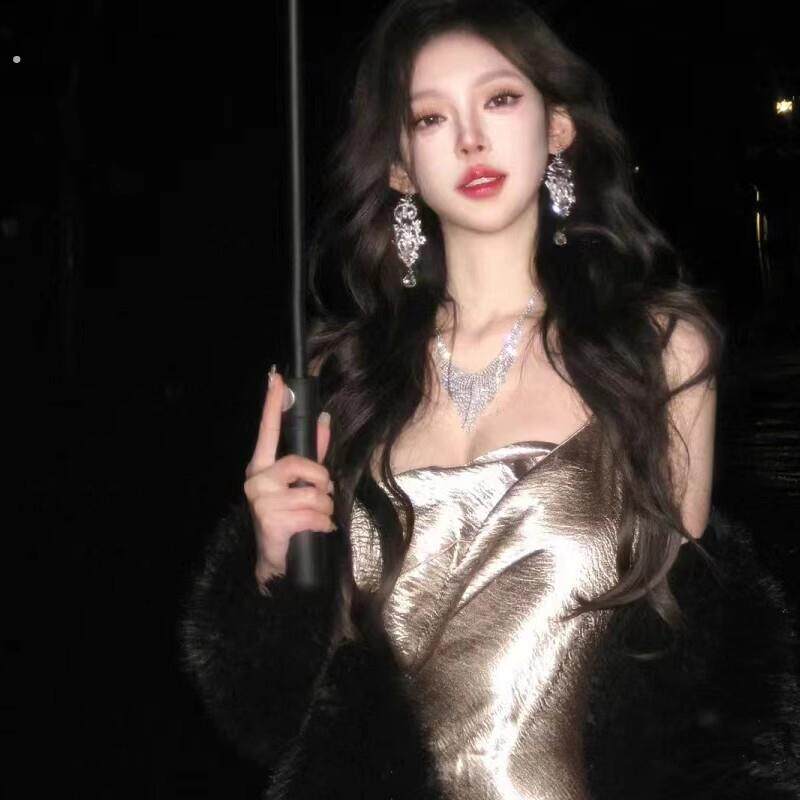 闪耀星河长版流苏锆石耳环新娘气质婚纱耳饰轻奢晚宴名媛礼服耳针