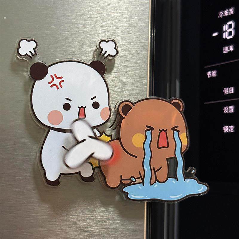 一二布布冰箱贴旋转磁吸压克力个性创意冰箱装饰品稀奇古怪高级感