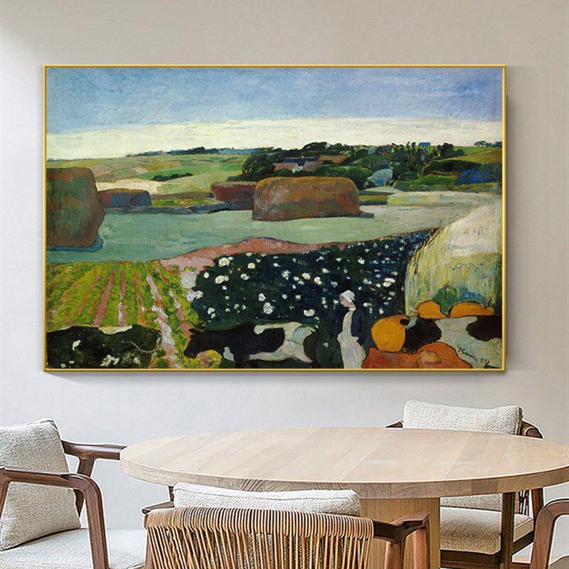 美式后印象派世界名画小众风景人物油画感客厅餐厅装饰画卧室挂画