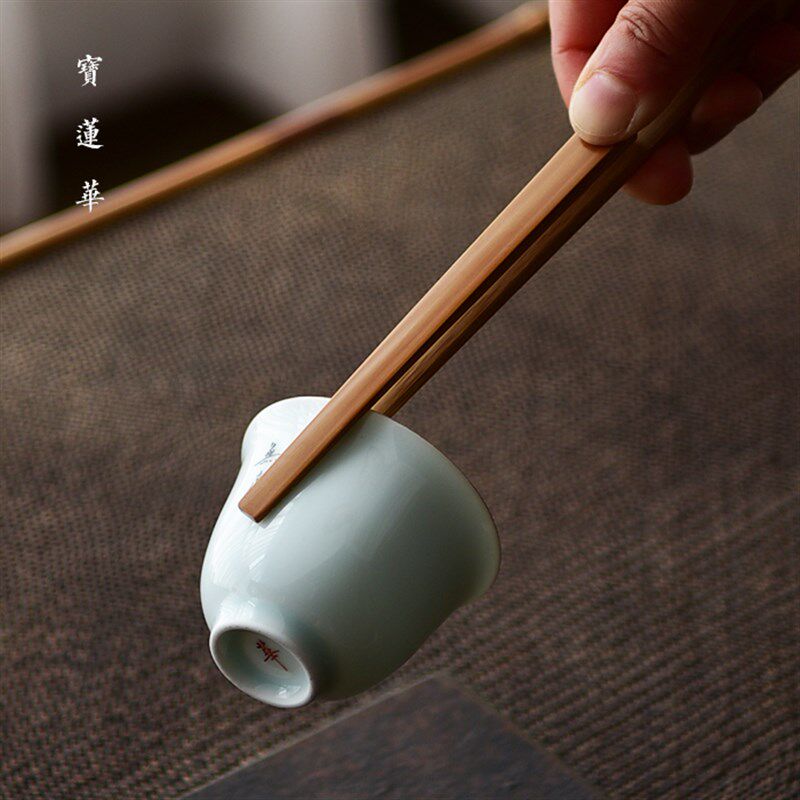 手工镜面精磨老玉竹茶夹 竹制茶夹 茶杯夹子茶道夹六君子茶道配件