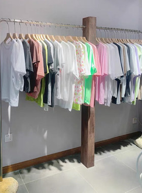 服装店展示架不锈钢落地式木头石头底座网红陈列架子儿童中岛货架