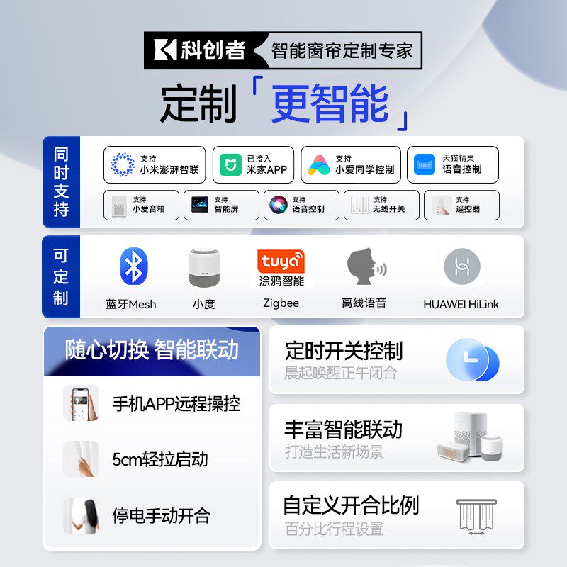 【补贴15%】科创者梦幻帘电动窗帘轨道智能全自动小电机开合百叶