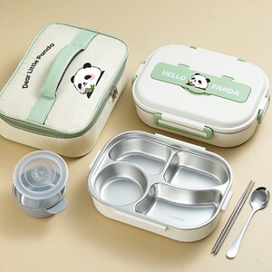 乐小满304不锈钢保温饭盒小学生专用儿童餐盘分格便当餐盒上班族