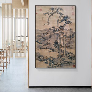 恶搞名画搞笑古画汤姆劈树图杰瑞猫和老鼠山水画仿古挂画装饰画