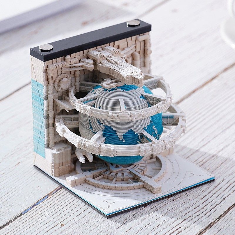 纸雕地球日历3D立体便签艺术品便签纸本定制创意网红高颜值便利贴