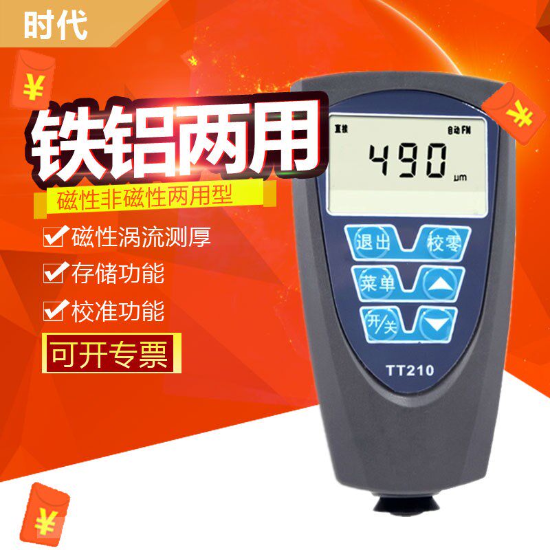 北京时代TT210涂层测厚仪油漆电镀层镀锌测厚度铁铝两用型漆膜仪