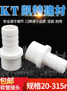 PVC软管接头白色宝塔外丝直通塑料4分6分1寸20转8 10 12 16 25 32