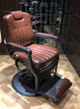 Barber复古男士美发椅子高端理发店椅子可放倒油头椅发廊剪发椅子