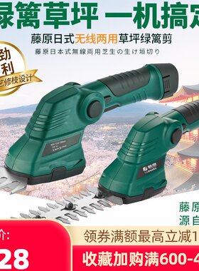 藤原电动绿篱剪篱笆剪枝机草坪剪修茶剪园艺多功能剪刀锂电修枝机