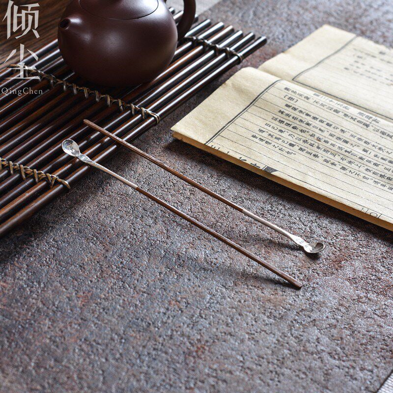 倾尘高定 轻奢葫芦形银茶拨 紫铜茶匙 999足银纯手工美物雅致茶器