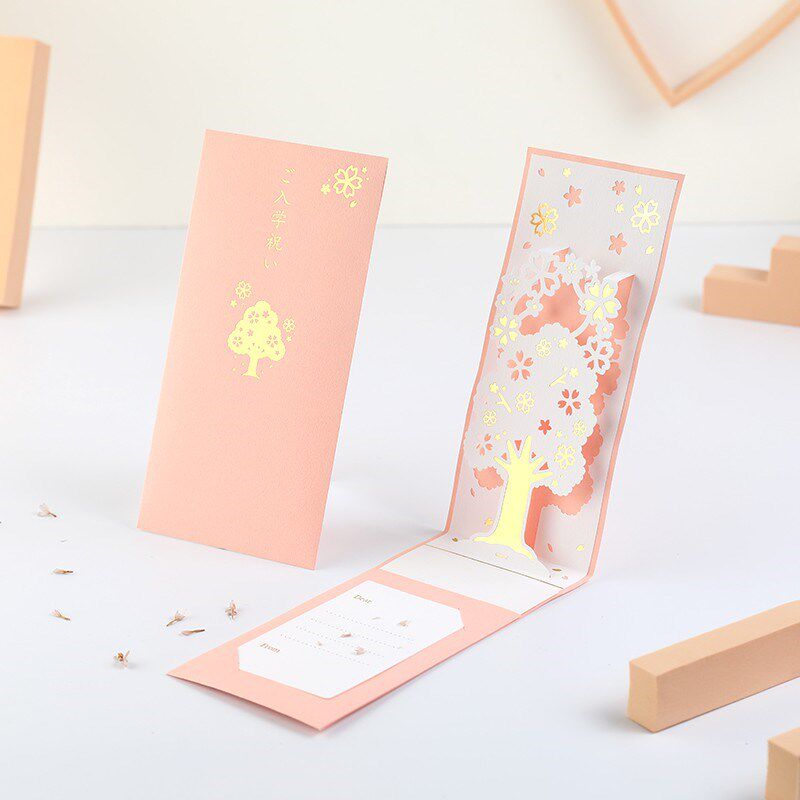 日年midori迷你烫金礼金袋利折节日创意新本红包印花立体贺卡是叠
