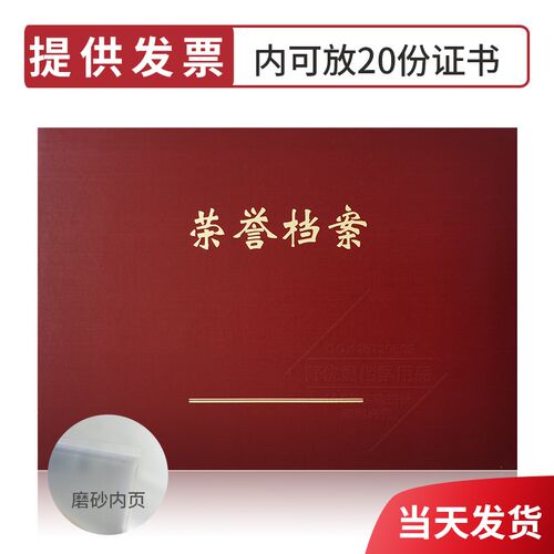 58*42公分荣誉档案 WSD-RY02硬纸板磨砂PVC大荣誉档案盒册