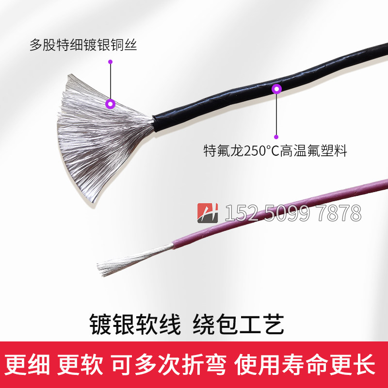 包2AFR邮05 0.35平方高温线绕包线特细柔软镀银线氟塑料线75/0.08
