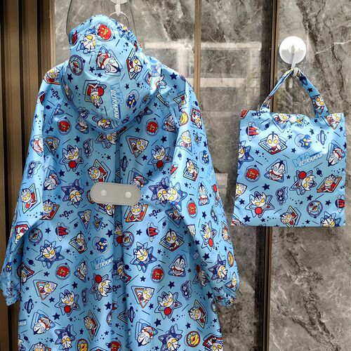 20书3新款日系薄款儿童园衣女童幼儿雨小学生防水雨披带2包位