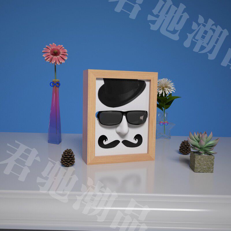 君驰潮品店特色3D墙体相框眼镜 装饰画挂画相框画立画眼镜道具