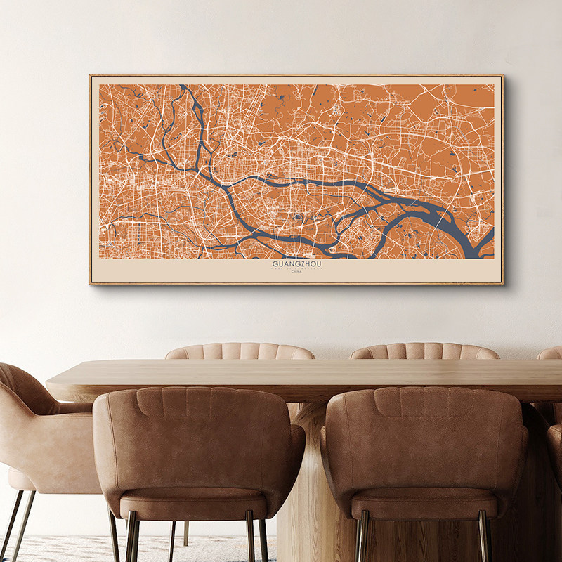 鳟鱼 定制画装全球城市地图横版客厅 饰画壁发背景墙挂画餐厅沙画