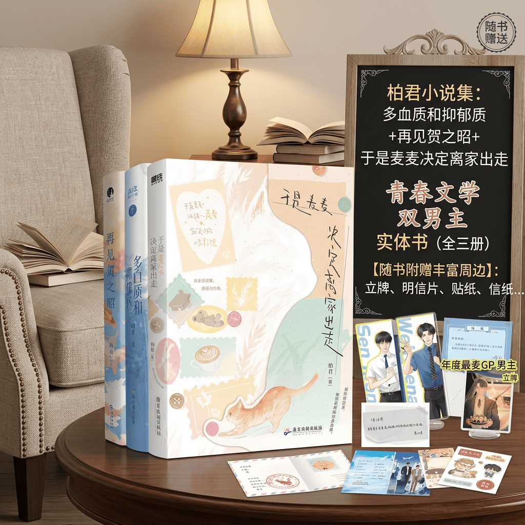 【柏君小说集3册】多血质和抑郁质+再见贺之昭+于是麦麦决定离家出走 随书附赠周边 青春文学成长治愈校园实体书籍