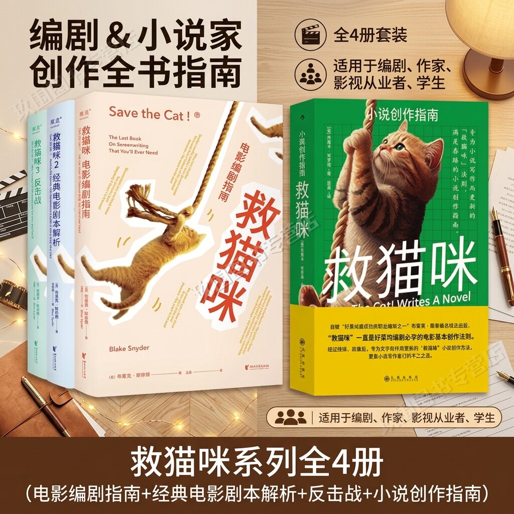 【救猫咪系列全4册】救猫咪三部曲电影编剧指南+经典电影剧本解析+反击战+小说创作指南商业剧本写作套路技巧影视艺术院校推荐读物