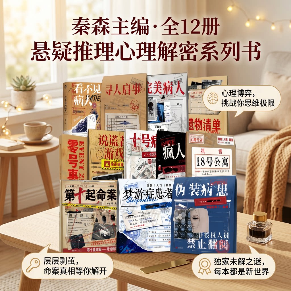 【秦森主编解密系列书全12册】看不见的病人零号事件完美寻启事十号房伪装病患梦游症患者疯人日记说谎者游戏18号公寓悬疑推理心理