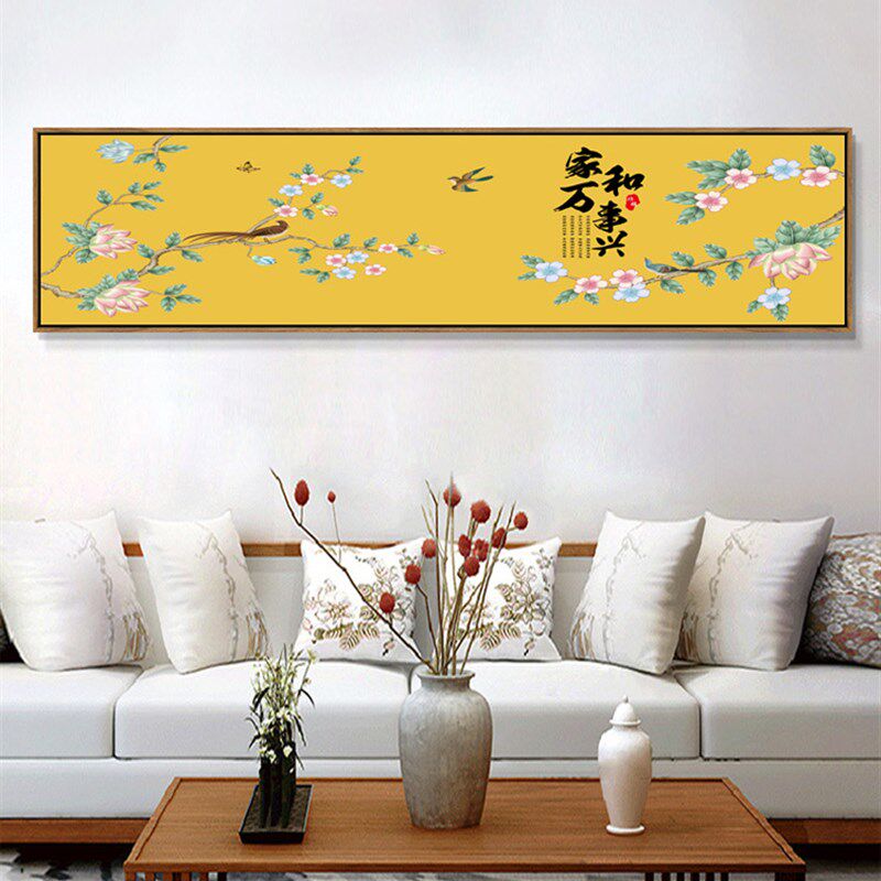 新中式卧室床头装饰画植物花鸟客厅书房背景墙面挂画简约禅意壁画