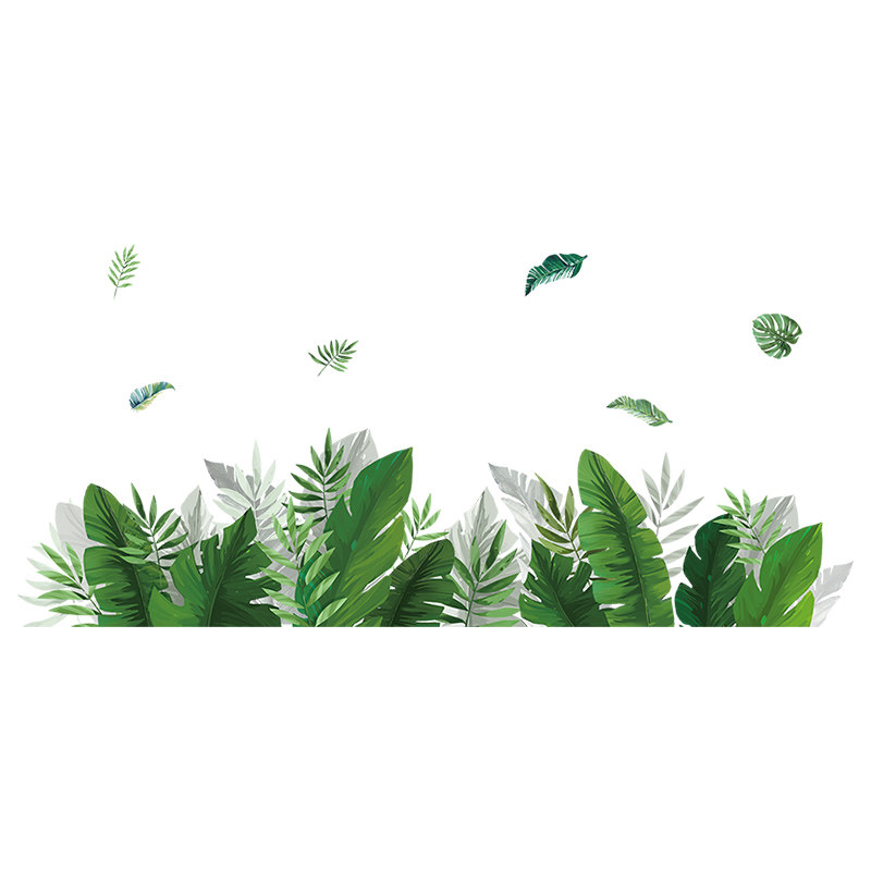3D立体墙贴绿叶踢脚线贴纸幼儿园小清新植物贴画墙壁装饰墙纸自粘