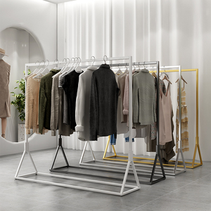 服装店展示架金色服装架男女装店货架落地式挂衣架陈列架童装中岛