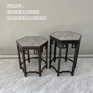 铝合金六角花几中式室内户外阳台奇石花卉鲜花黑色防锈盆景花架子