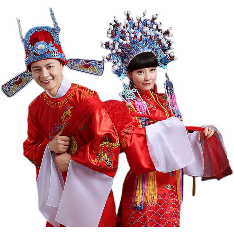 女驸马状元服凤冠霞帔中式婚礼新郎新娘服装帽子结婚古装戏服演出