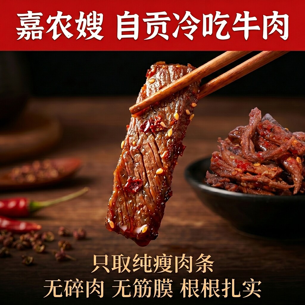 自贡麻辣解馋牛肉干即食小吃