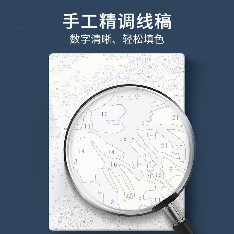 自油自画数字油画diy填充填色油彩画手绘涂色大尺寸客厅装饰画 海