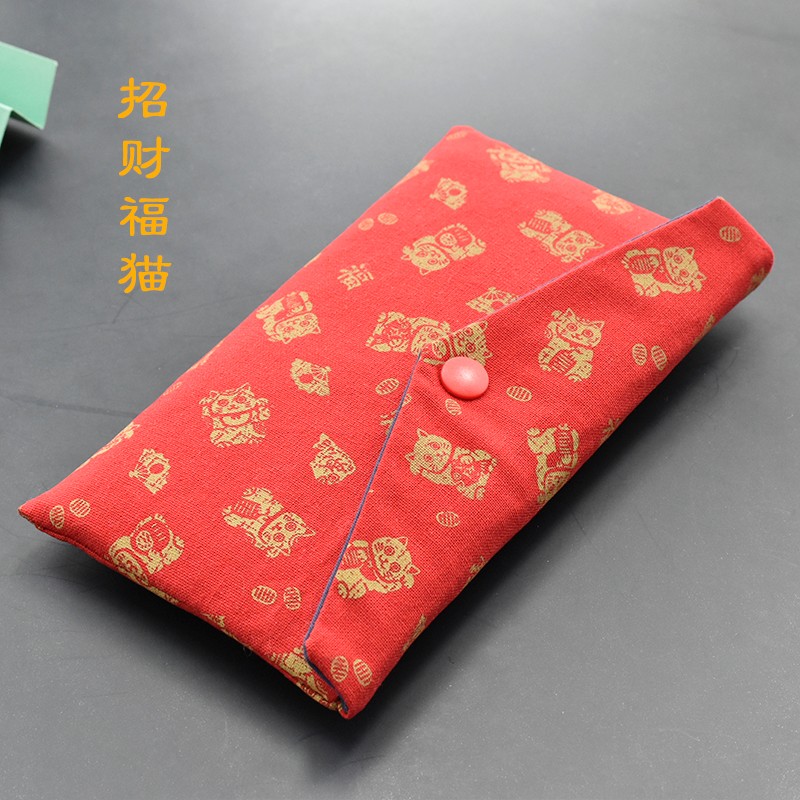 枫外布艺万元钱包 红包加厚手拿包复古利是封压岁包新中式精致
