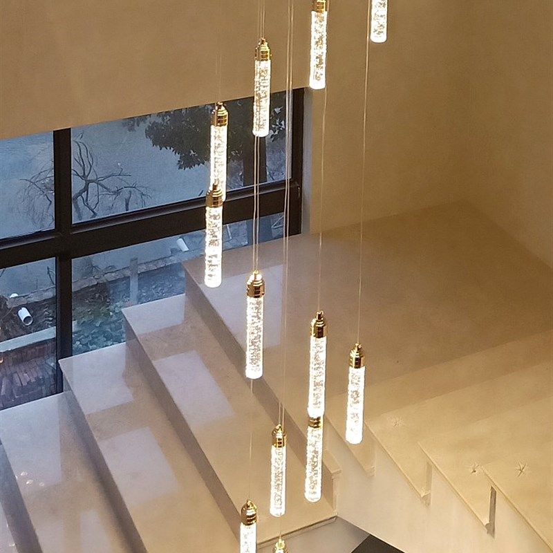 旋转楼梯间吊灯别墅公寓跃层loft吊灯挑空客厅灯复式楼水晶长吊灯